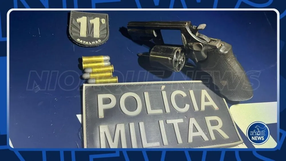 Homem volta armado a bar, aponta revólver para rival e acaba preso pela Polícia Militar em Nioaque (MS)